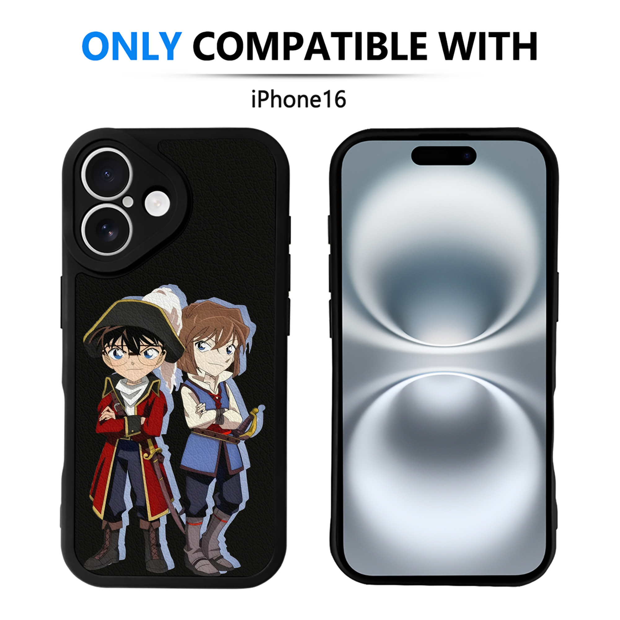 （画像用） 名探偵コナン 灰原 哀 はいばら あい Detective Conan Anita Hailey、Vi Graythorn Haibara Ai 【iPhone 16シリーズ対応】シリコンスマホケース（レザー調） 材質：シリコン